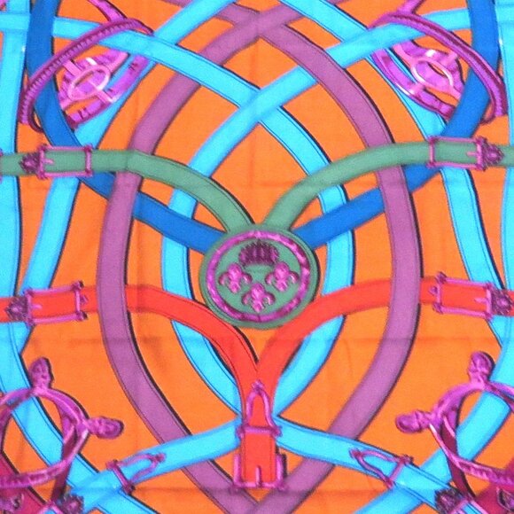 ❤️51X49 CAVALCADOUR Equestrian 100% SILK TWILL Made in France Piano Shawl Scarf - Picture 3 of 11